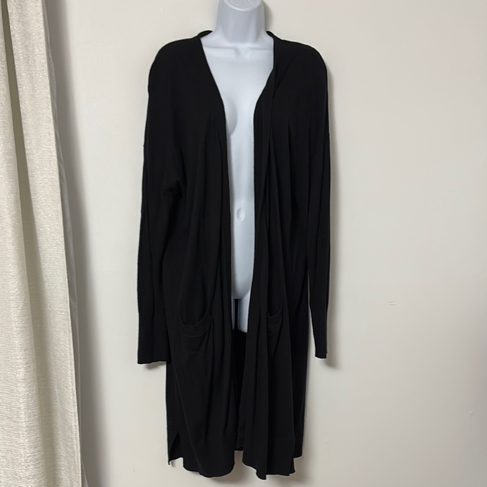 Halogen Black Open Front Long Cardigan